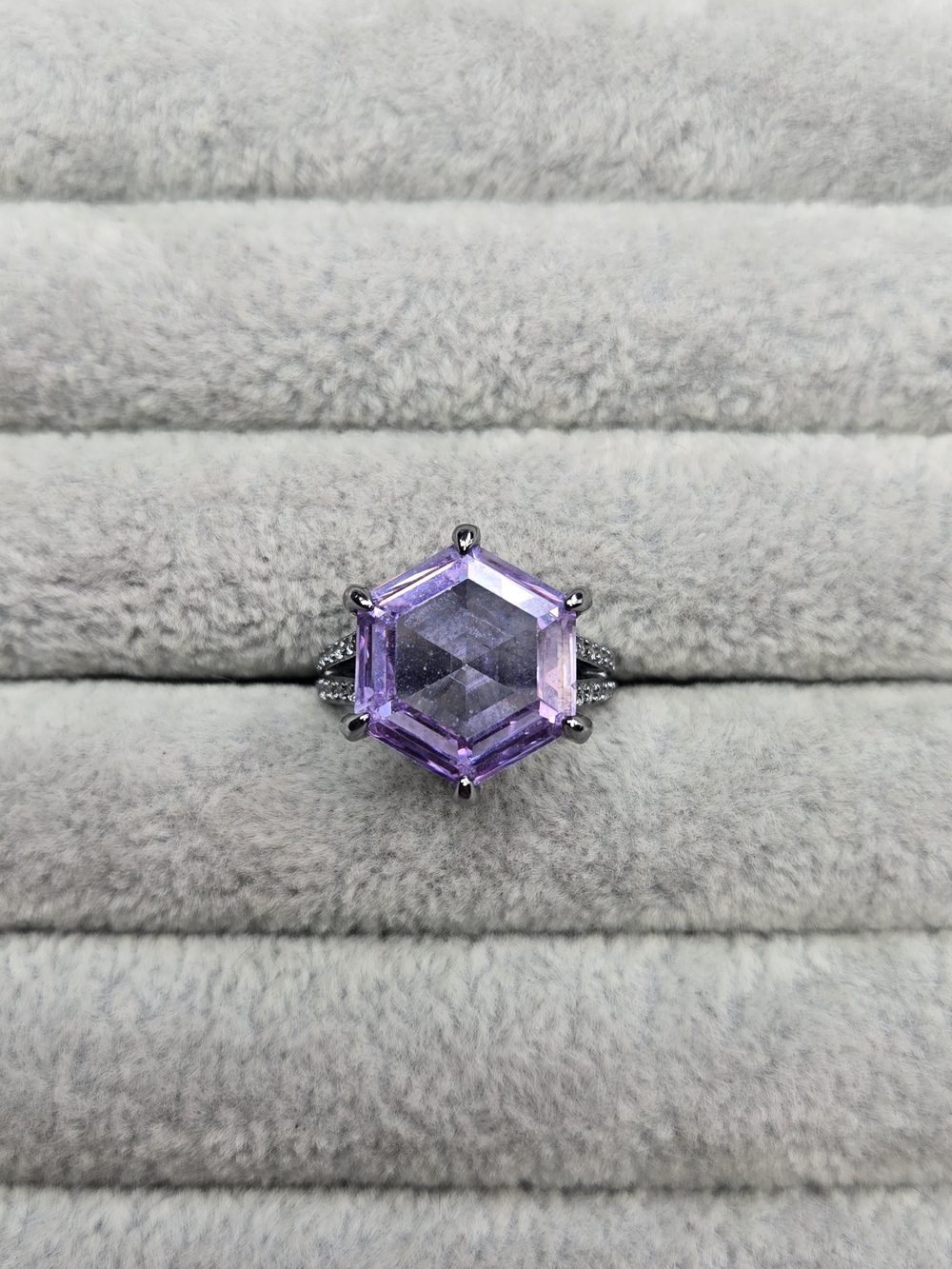 Size 5 Bomb Party Love in Every Layer Ring RG52481 Lavender Topaz CZ Hematite Pl